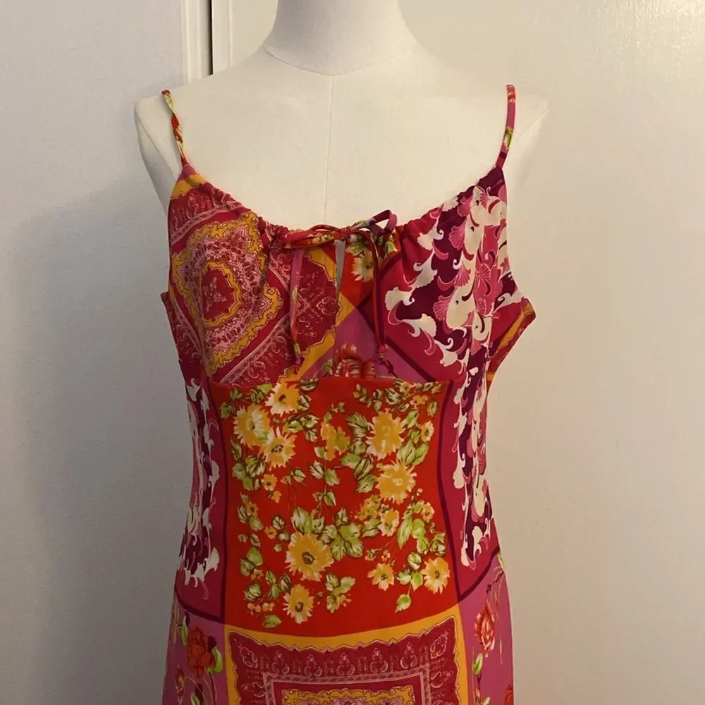Vintage 90's Floral Patchwork Bohemian Midi Sundress Size Medium